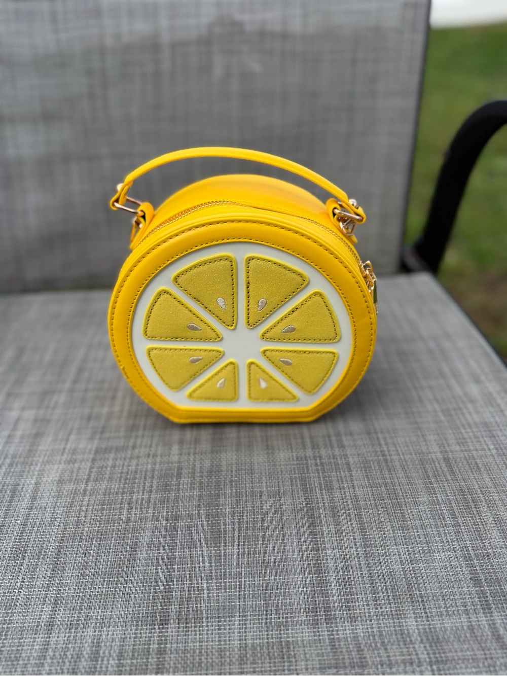 Yellow Citrus Round Crossbody Bag - Playful Lemon Design